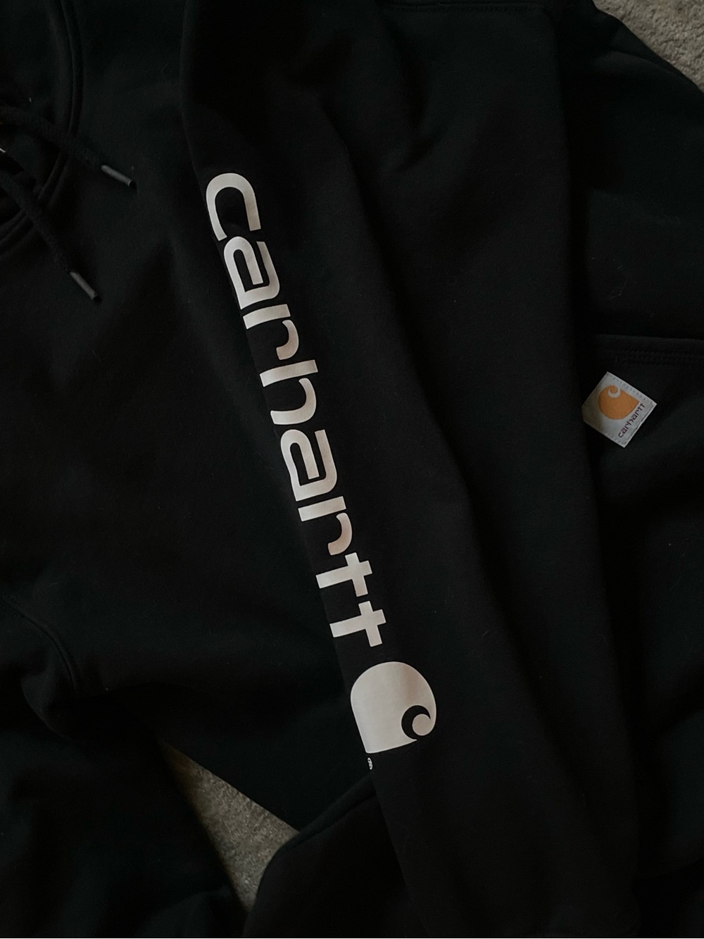 Carhartt Black Loose Fit Midweight Sleeve Graphic Pullover Hoodie S